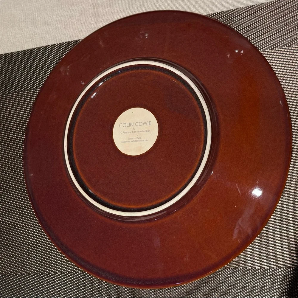 Colin Cowie JCPENNY Collection Lotus Leaf brown ceramic salad plate 11” diameter